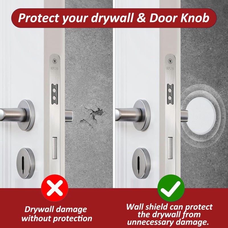 WideskallÂ® White Round Door Knob Wall Shield Self Adhesive Protector (3" inch Standard Size, 2.0, Count) - Image 3
